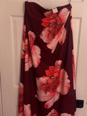 BHLDN Strapless Floral Column Maxi Dress